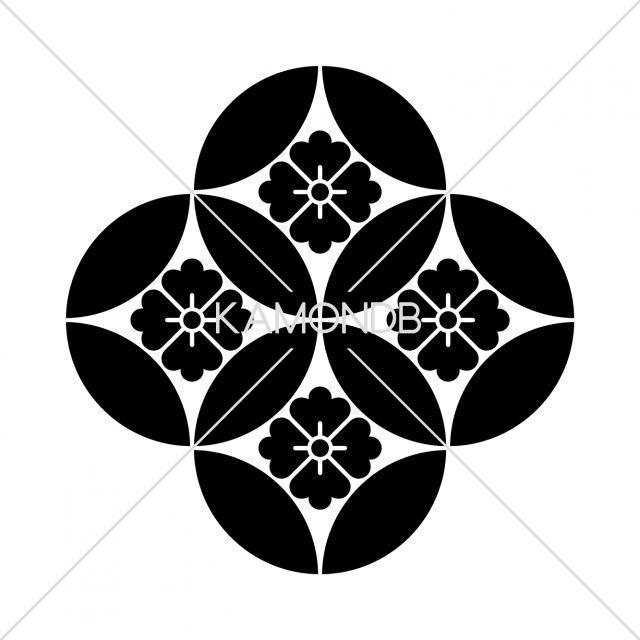 持合四つ七宝に花角